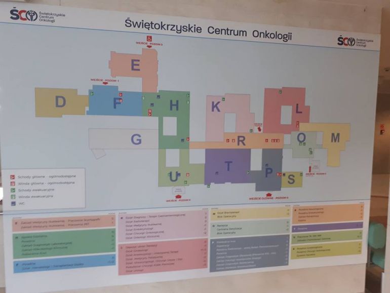 W Świętokrzyskim Centrum Onkologii zawisły mapy, dzięki którym nikt nie pobłądzi