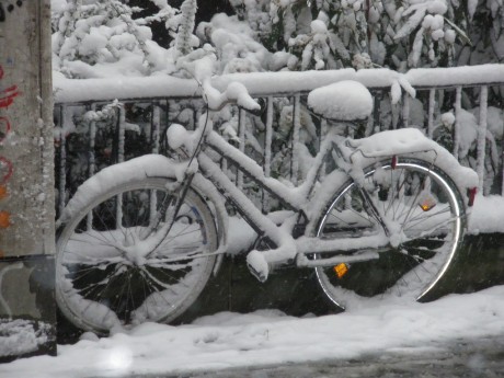 Kompletnie pijany amator zimowej jazdy na rowerze z mandatem
