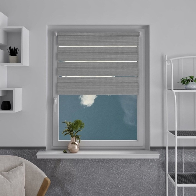 roleta dzien noc mini zaciemniajaca na wymiar pasiasty bezowo szary la27