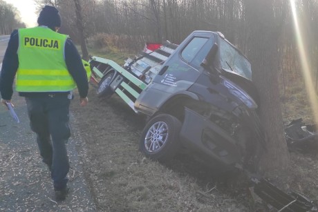 Ciężarówka uderzyła w drzewo, trwa reanimacja kierowcy