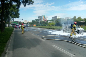 Pożar samochodu osobowego na ulicy Tarnowskiej w Kielcach